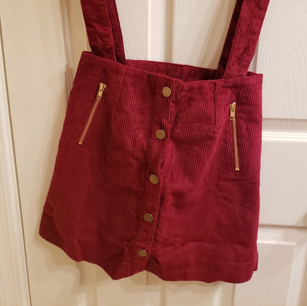 Burgundy Corduroy Overall Skirt